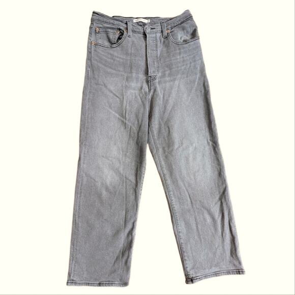 Levi's Rib Cage Straight Ankle Gray Wash Super High Rise Jeans - Picture 1 of 4